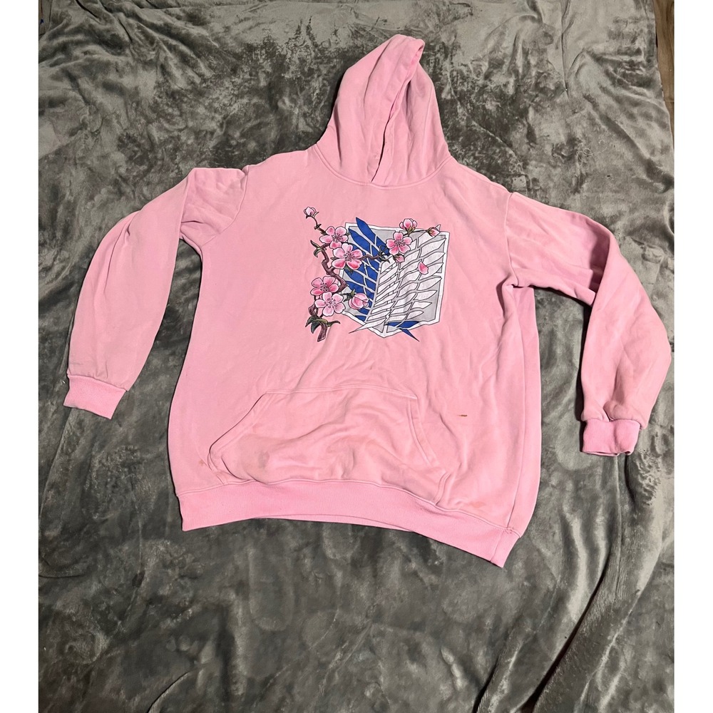 Attack on Titan Scout Regiment Wings of Freedom Pink Sakura Floral Hoodie